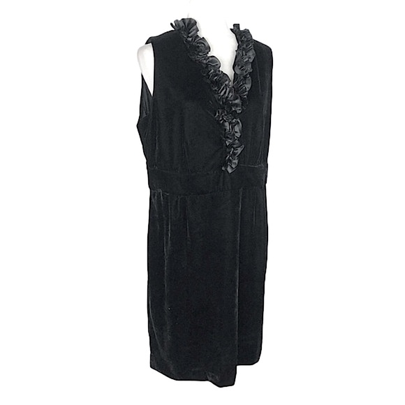 Jessica black velvet ruffle dress - Picture 1 of 7